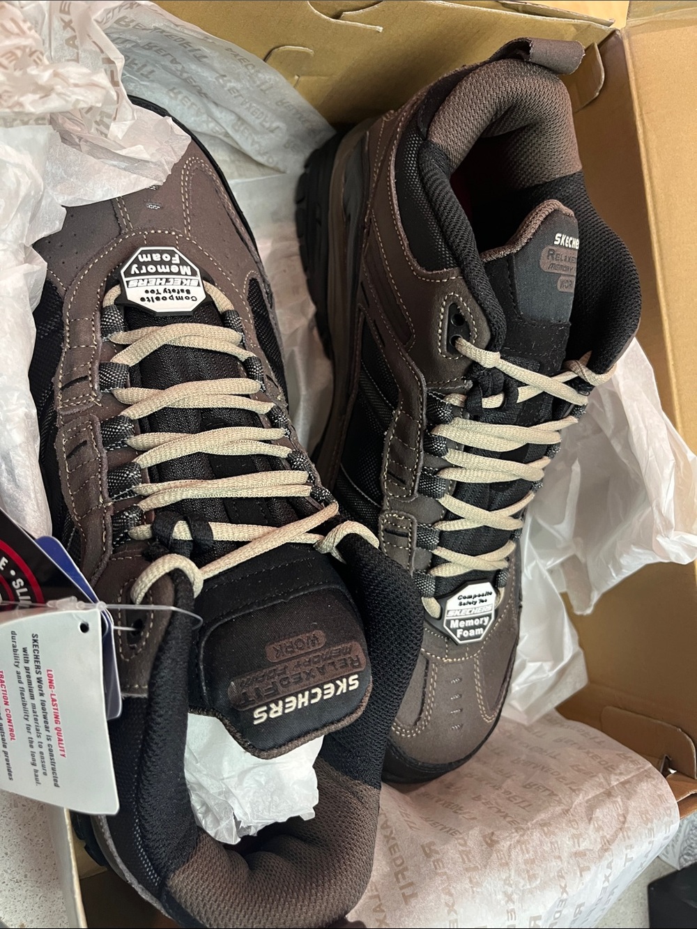 Skechers Men's Brown and Black Memory Foam Lace-Up Athletic Shoes